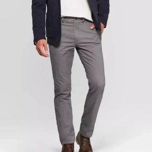 Zara Men's grey flat front slim fit cotton pants